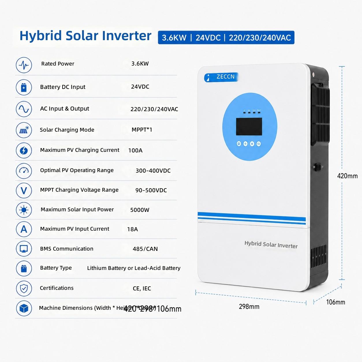 Hybrid Solar Inverter (3.6-6.5KW Series) - 2